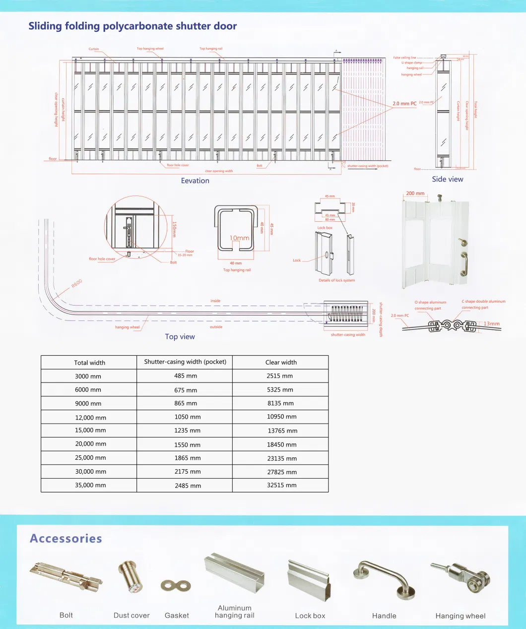 Commercial Security Side Folding Closures/Manual Sliding Folding Door